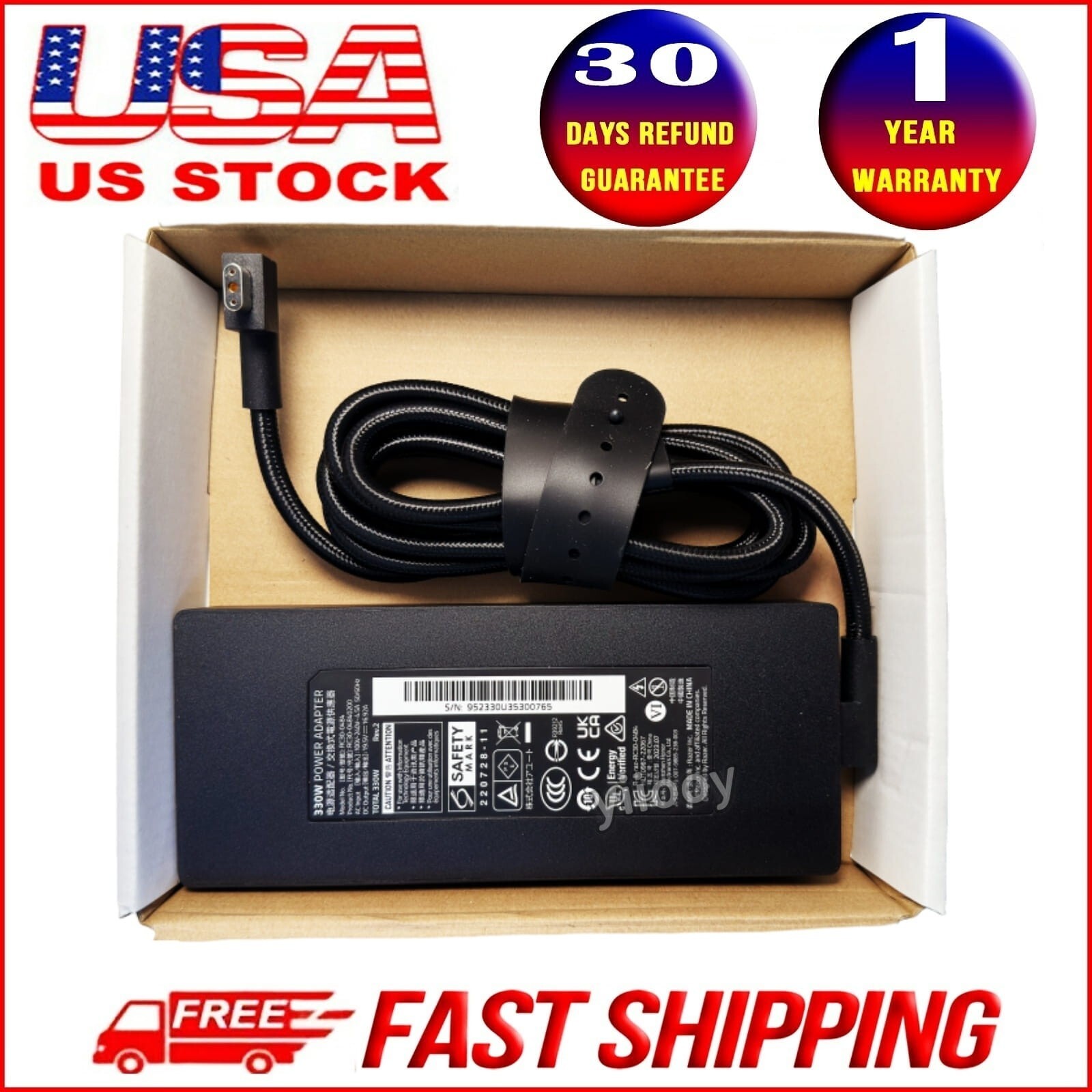 New Genuine RC30-0484 Adapter 330W 19.5V 16.92A For Razer Blade 18 i9 13950HX