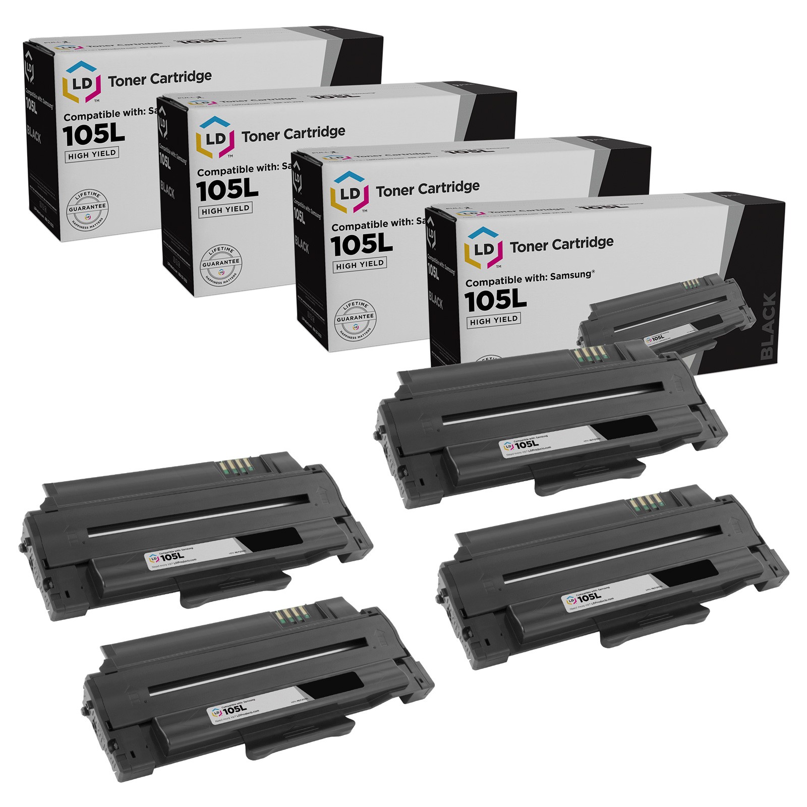 LD 4PK MLT-D105L Black Toner Cartridge for Samsung SCX-4623FW ML-2525W SCX-4623F