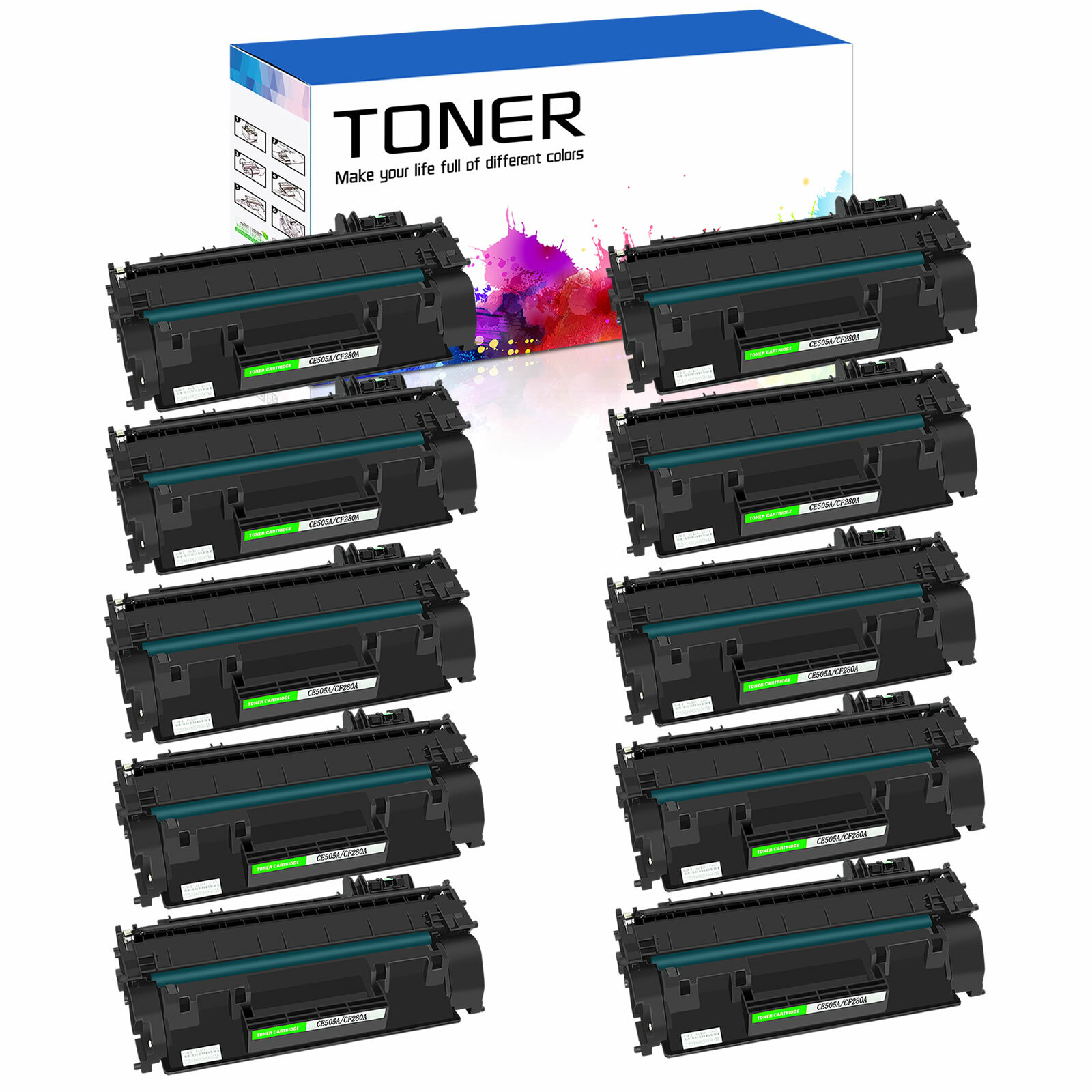 10PK Black CF280A 80A Toner for HP LaserJet Pro 400 MFP M425dn M425dw M401dne