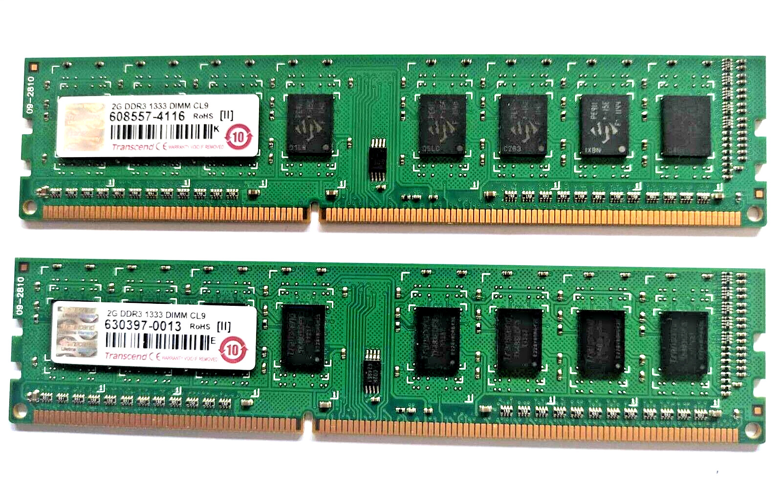 Transcend 2x 2GB DDR3 1333MHz CL9 PC3-10600 Desktop RAM Kit JM1333KLN-2G