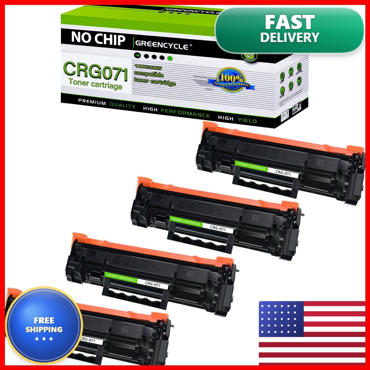 Greencycle 4PK 071 Compatible Toner Cartridge Replacement Canon CRG 071 Use