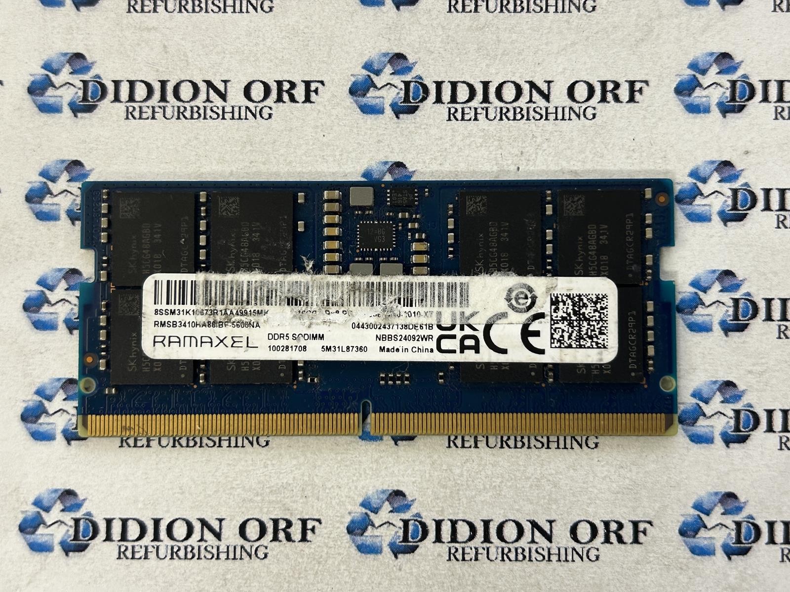 RAMAXEL 16 GB DDR5 SODIMM RAM PC5-5600 RMSB3410HA88IBF-5600NA, SKU 28064