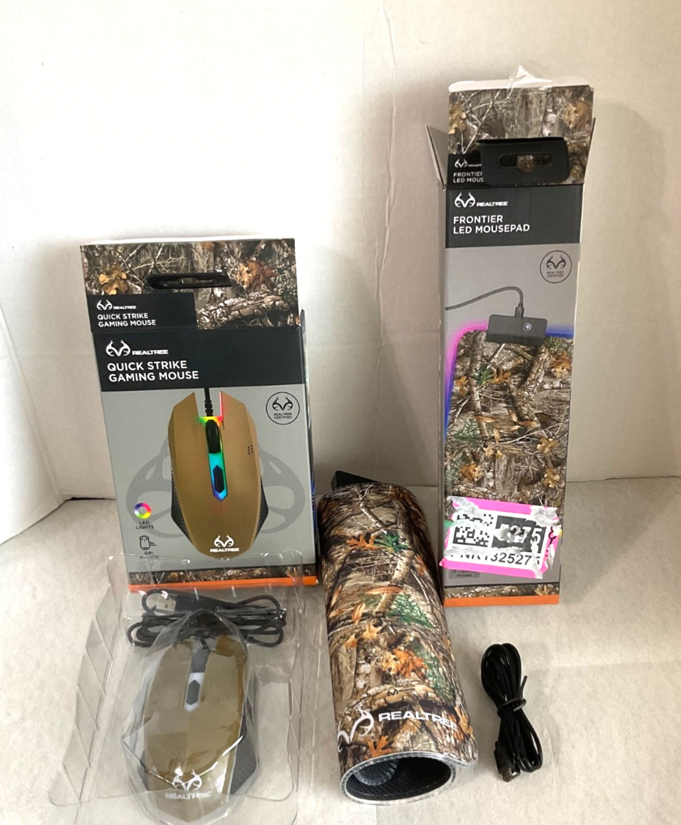 REALTREE Frontier LED Mousepad and Quick Strike Gaming Mouse NEW