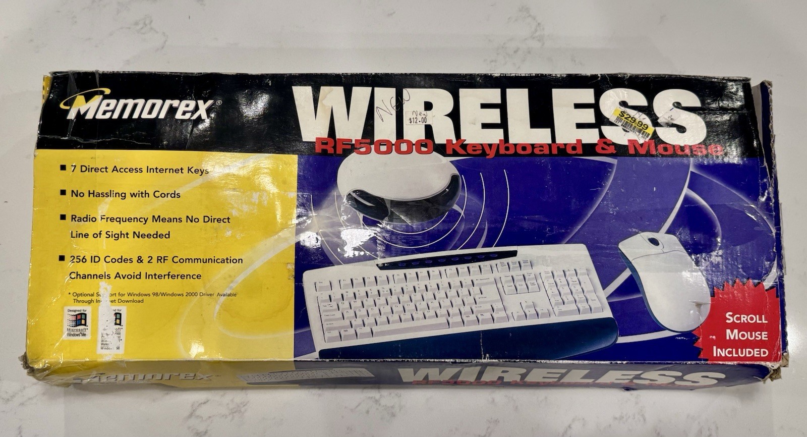 VINTAGE NOS MEMOREX RF5700 RF WIRELESS MULTIMEDIA KEYBOARD MOUSE COMBO 2001