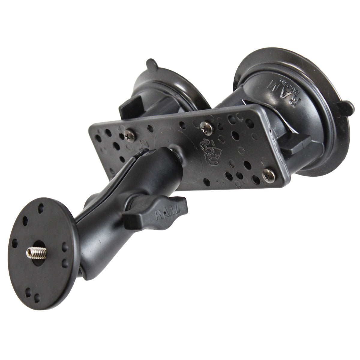 RAM-B-101U-BR1  RAM Twist-Lock Dual Suction Mount with 1/4"-2...