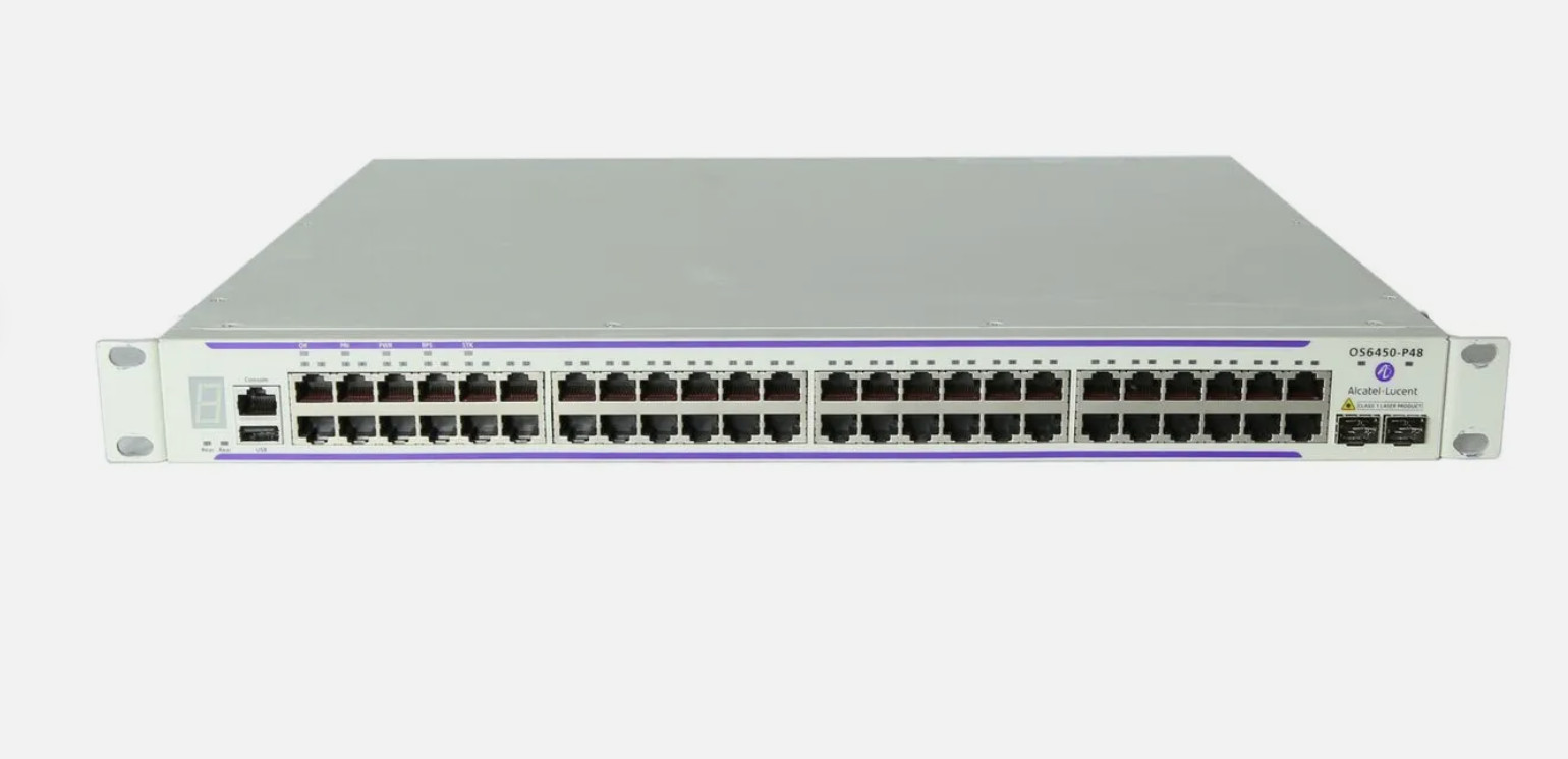 Alcatel Lucent OS6450-P48 48x PoE+ RJ45 2x SFP+ Gigabit Switch with SFP Uplink