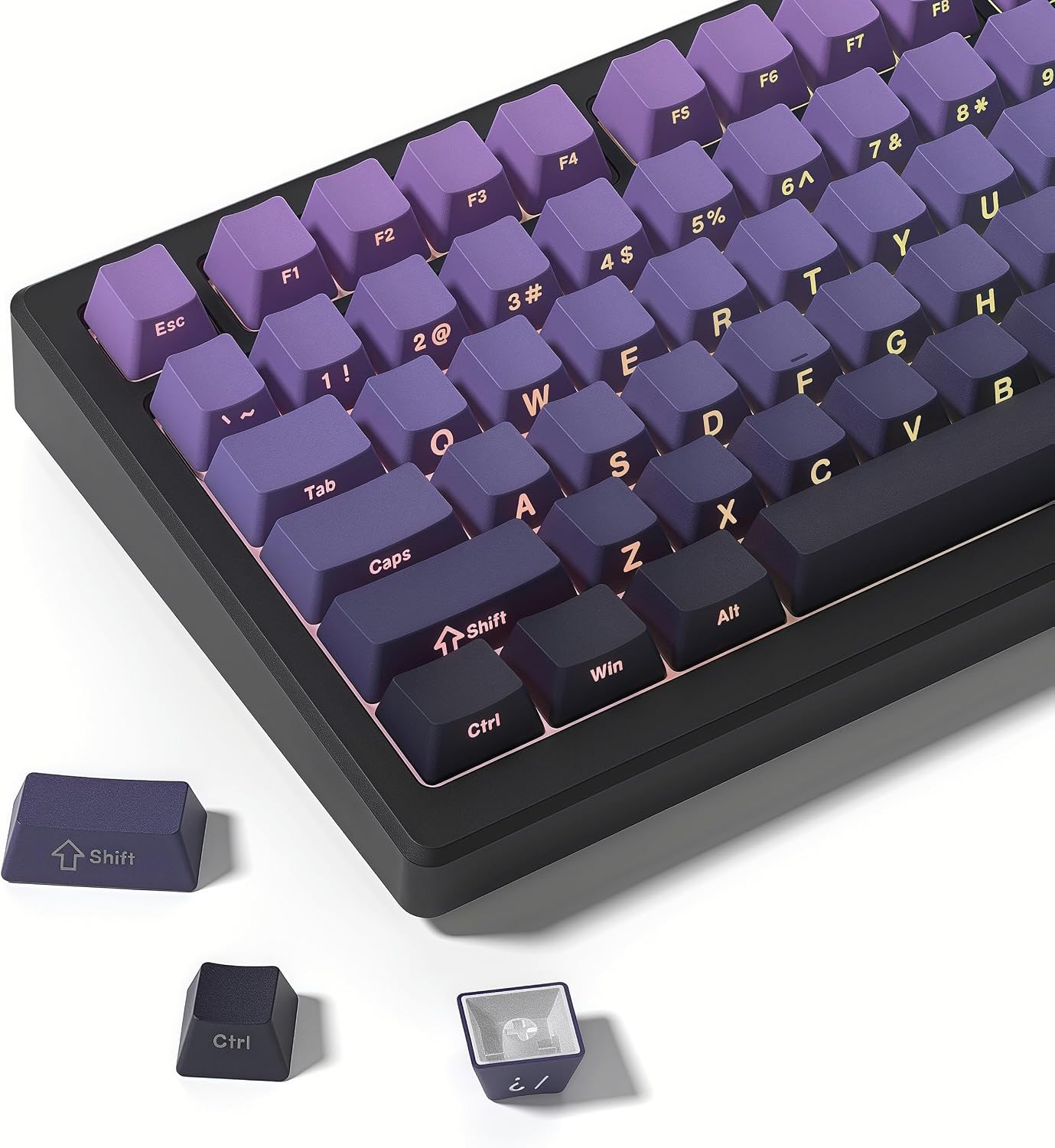 Double Shot PBT Keycaps Set,Shine through Keycaps 60% 75%,OEM Profile Keyboard K