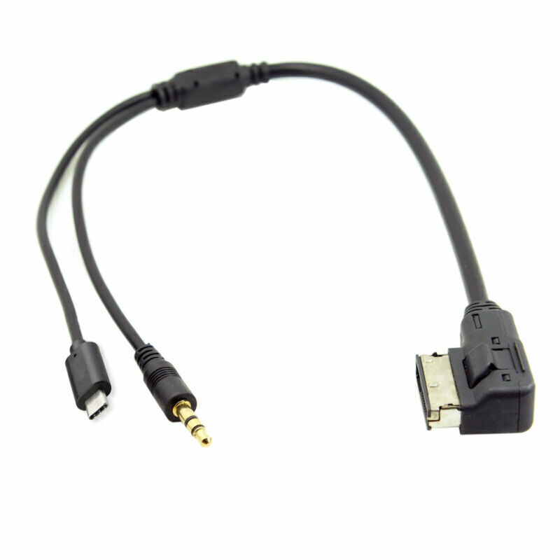 Media In AMI MDI to Stereo 3.5mm Audio & USB-C Aux Cord for Car VW AUDI 2014 A4