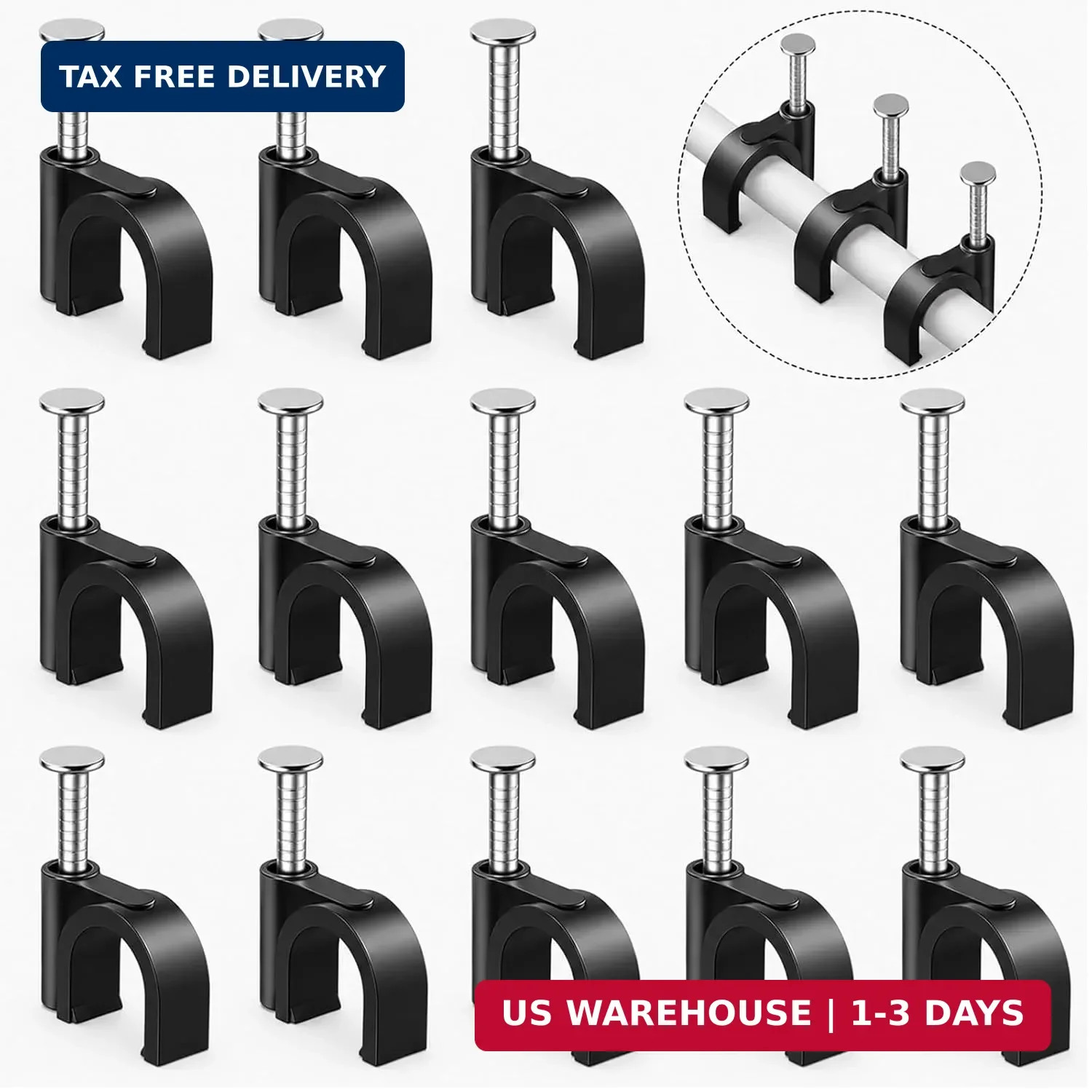 Plastic Cable Clamps Nail in Cable Clips 100 Pcs 10mm Cable Wire Clips Cable Tac