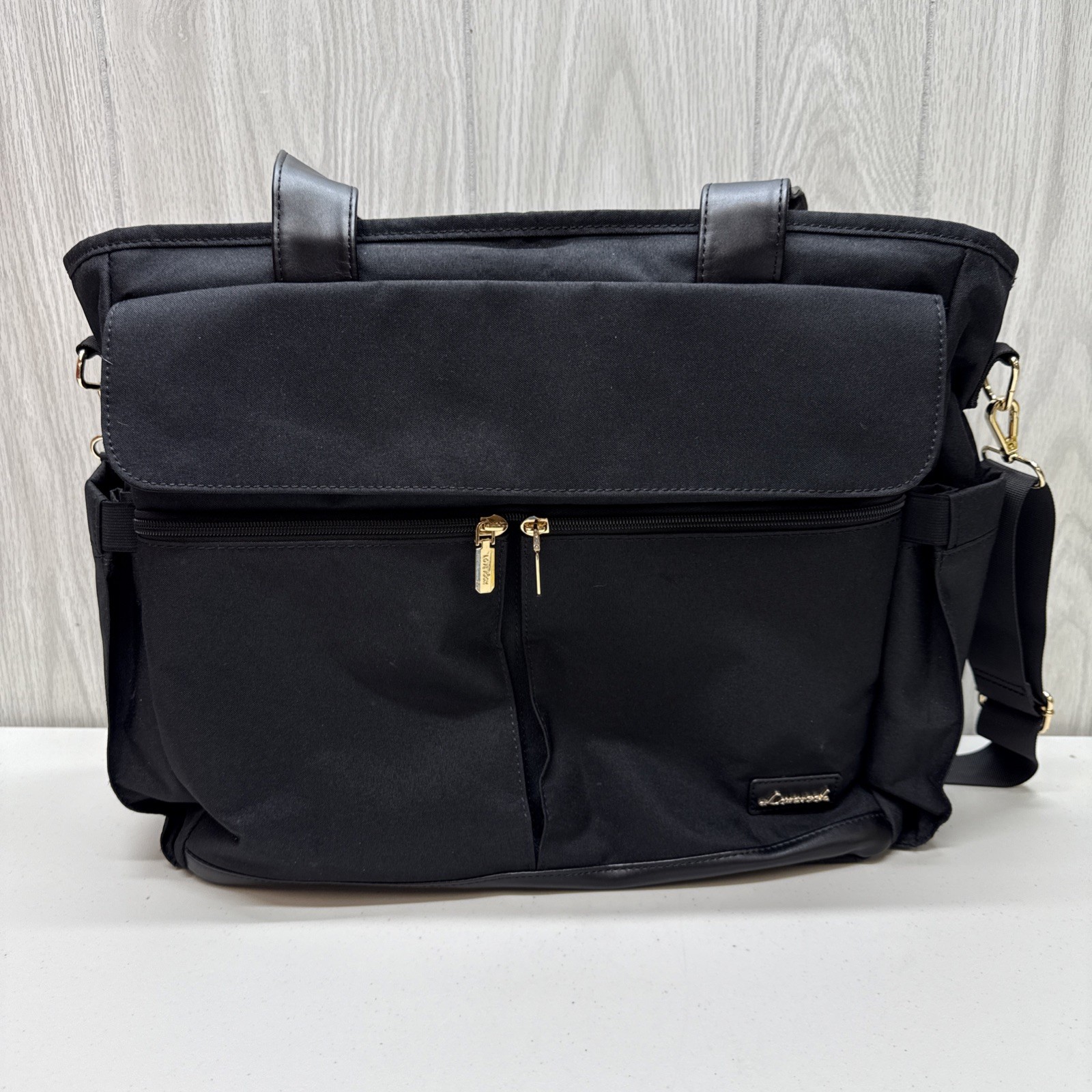 LOVEVOOK  Womens Laptop Bag Fashion Travel Work Black and gold 18"
