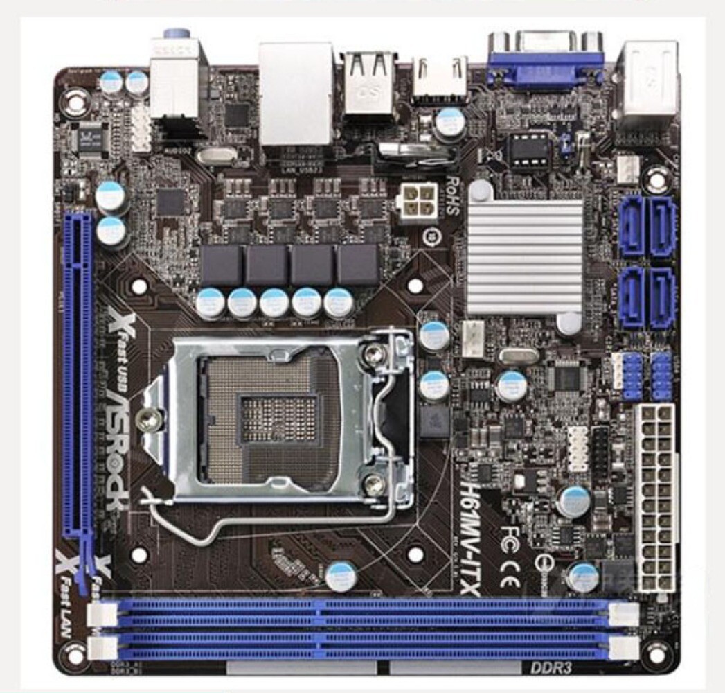 MIMI ITX For ASRock H61MV-ITX Desktop Motherboard LGA 1155 DDR3 For Intel H61