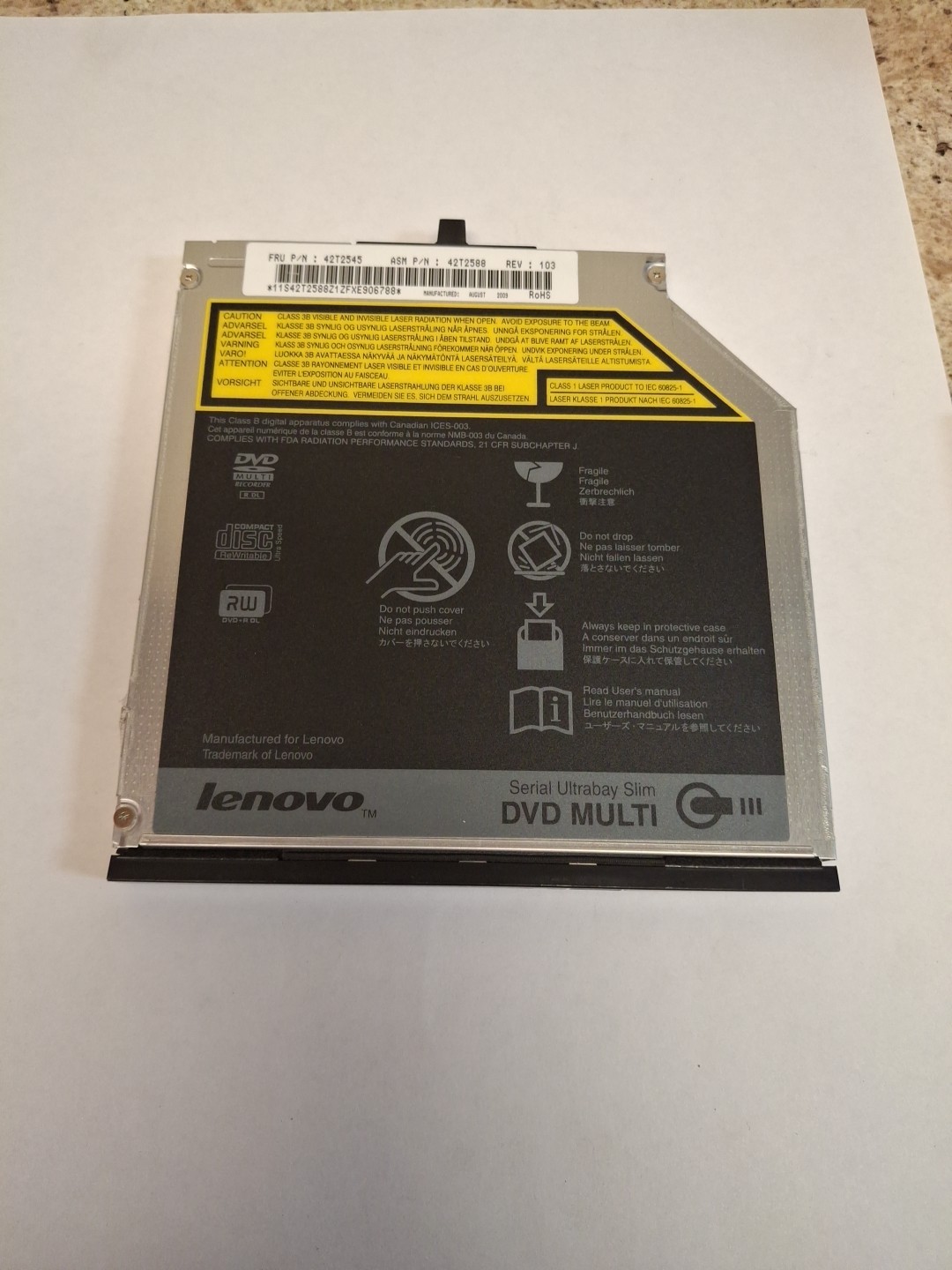 Lenovo Serial Ultrabay Slim DVD Multi Rewriter 42T2545 GSA-U20N -Black Bezel