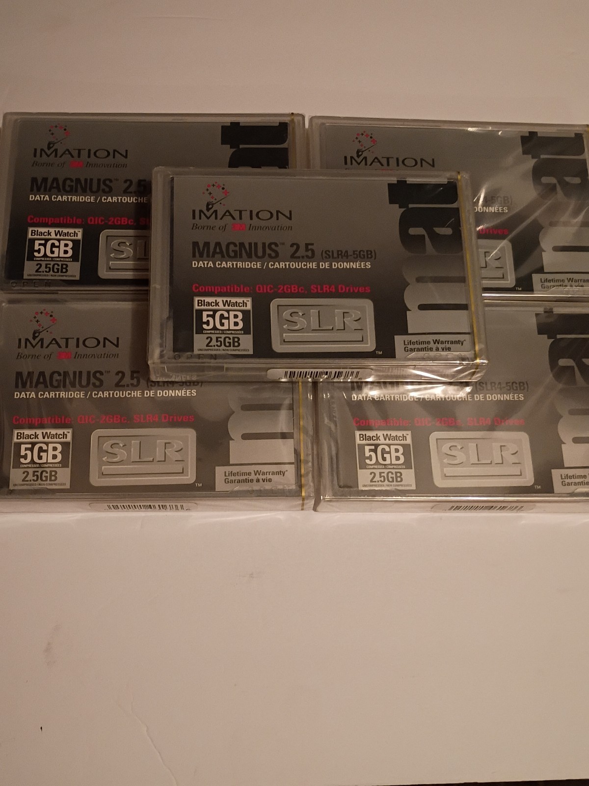 Lot of 5 Imation Magnus 2.5 (SLR4-5GB) Data Cartridges - New Sealed In Open Box