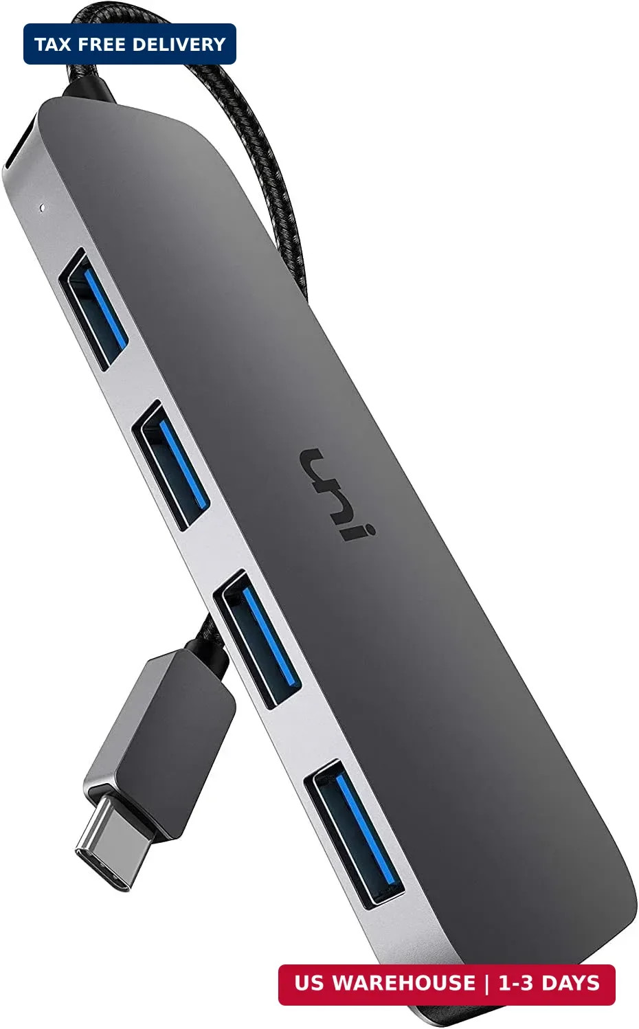 uni USB C to USB Hub Multiport Adapter, Aluminum 4 Ports USB C Splitter
