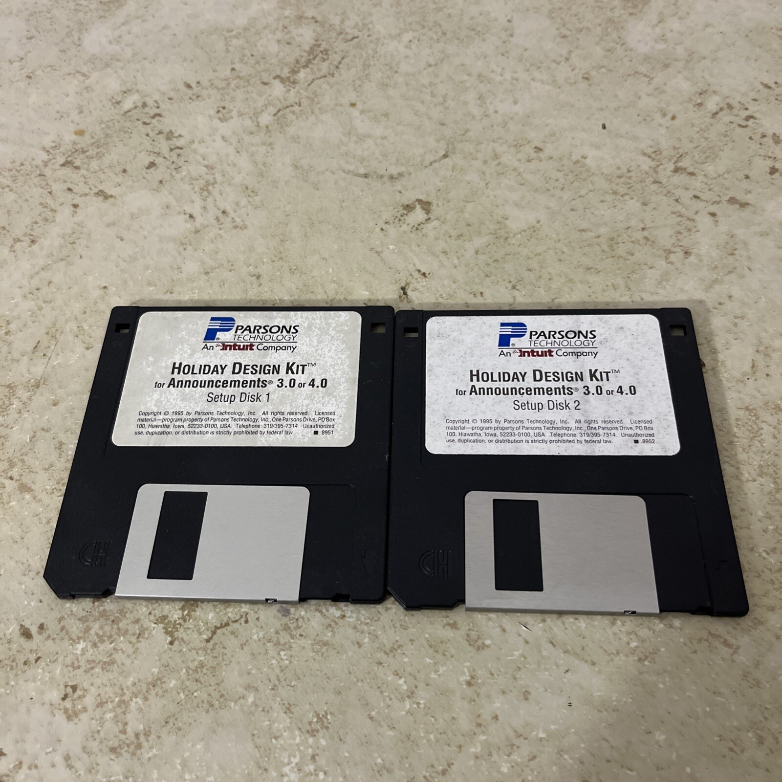 2 Parsons Technology 3.5 Floppy Holiday Design Kit Announcements