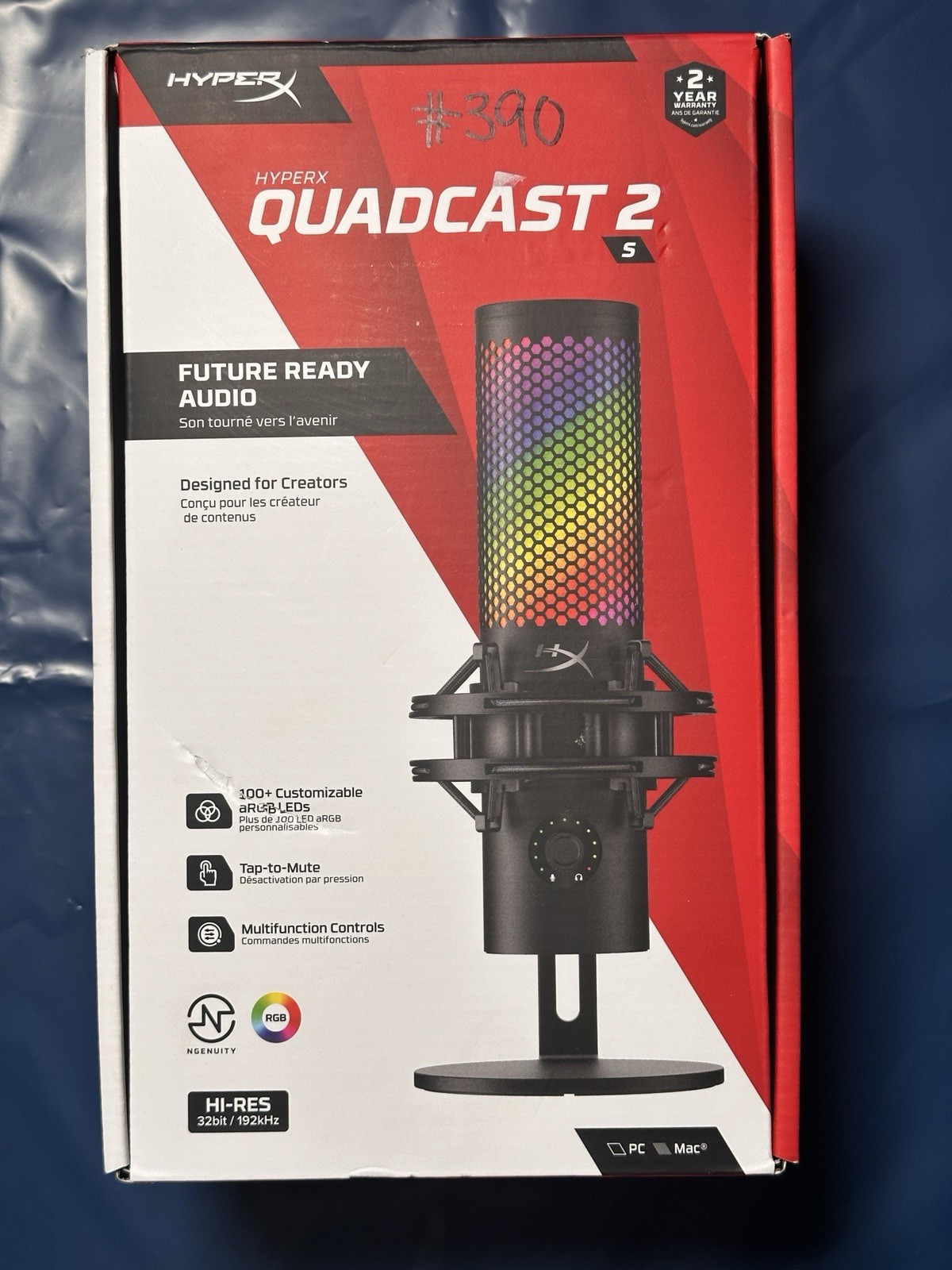 HyperX QuadCast 2 S – USB Microphone, with RGB Lighting, Streaming