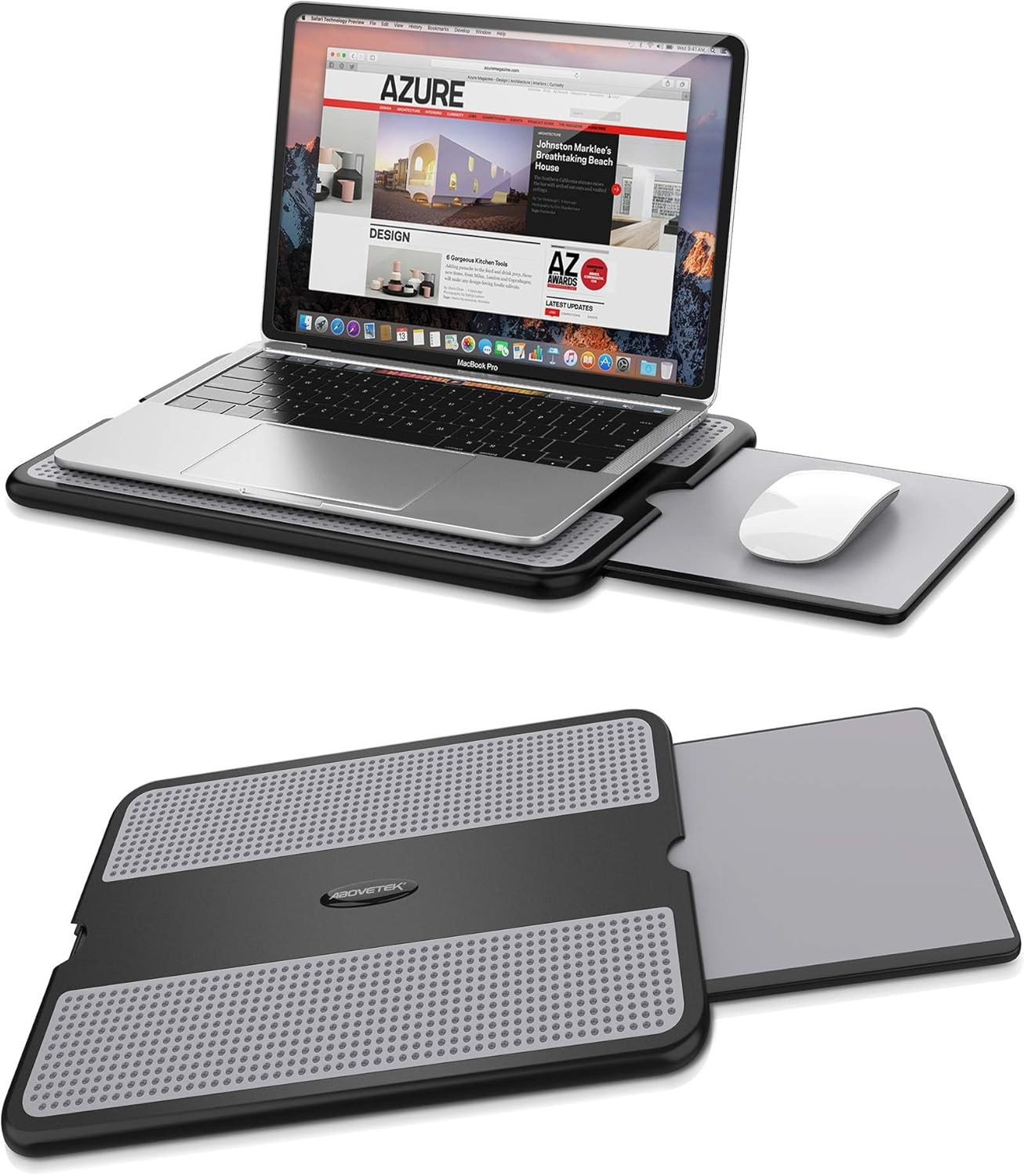 Abovetek Portable Laptop Lap Desk W/Retractable Left/Right Mouse Pad Tray