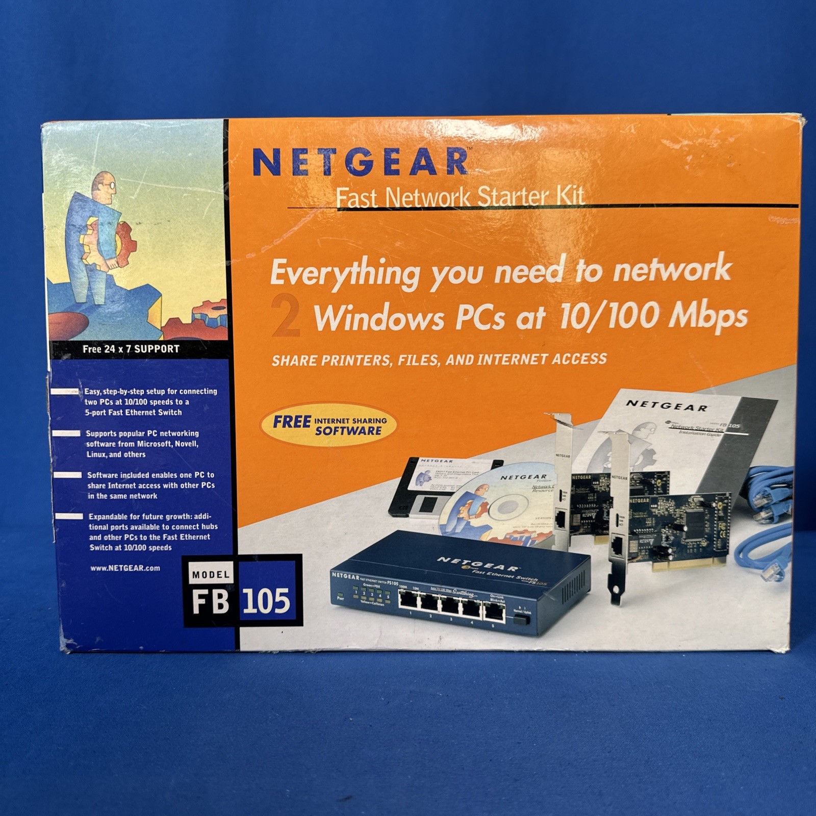 NETGEAR Fast Network Starter Kit - FB105 5 Port Switch, Network Card, & Software