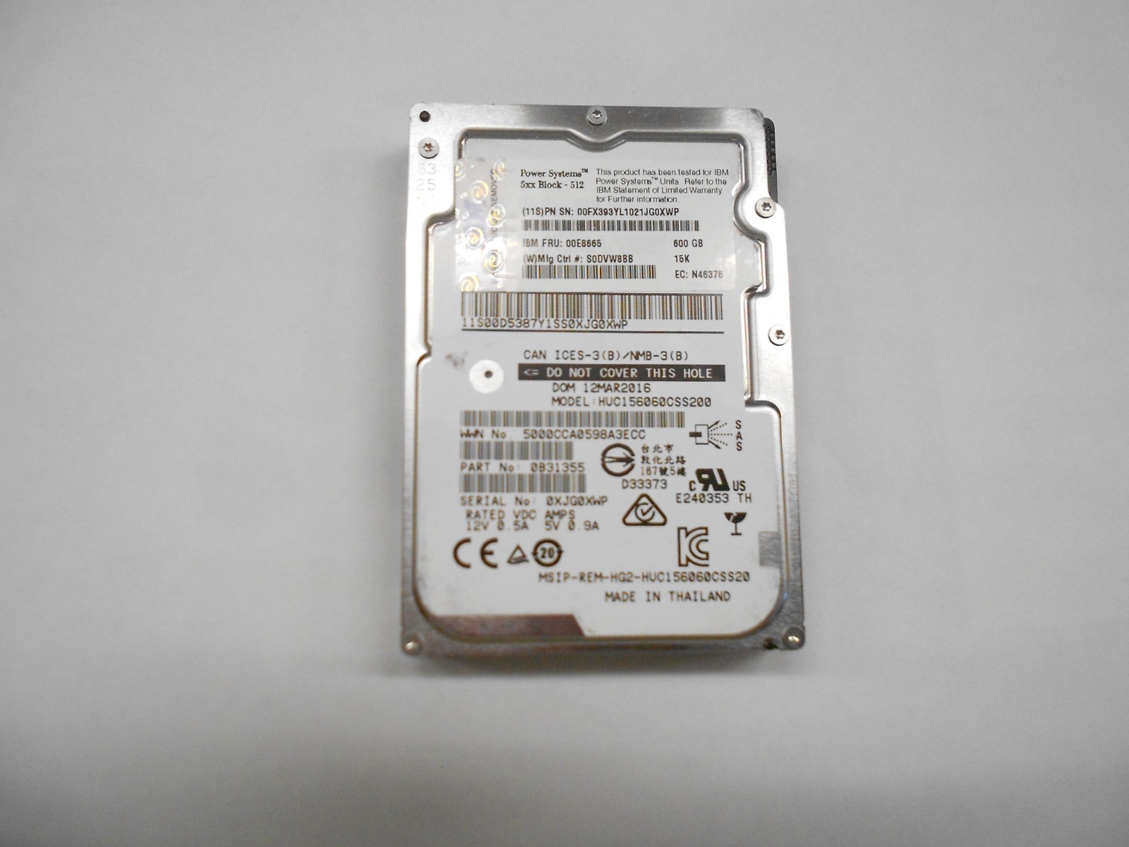 IBM 600GB / 571GB  15K RPM SAS 2.5'' Hard Drive 00E8665 528 Block size ESDN