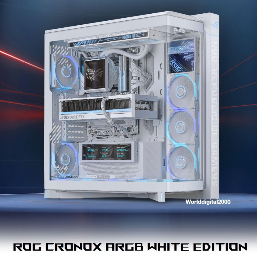 ASUS ROG Cronox ARGB PC CASE 9.2" LCD  Screen Pre-Instaled GR120 ARGB Fanx4ea