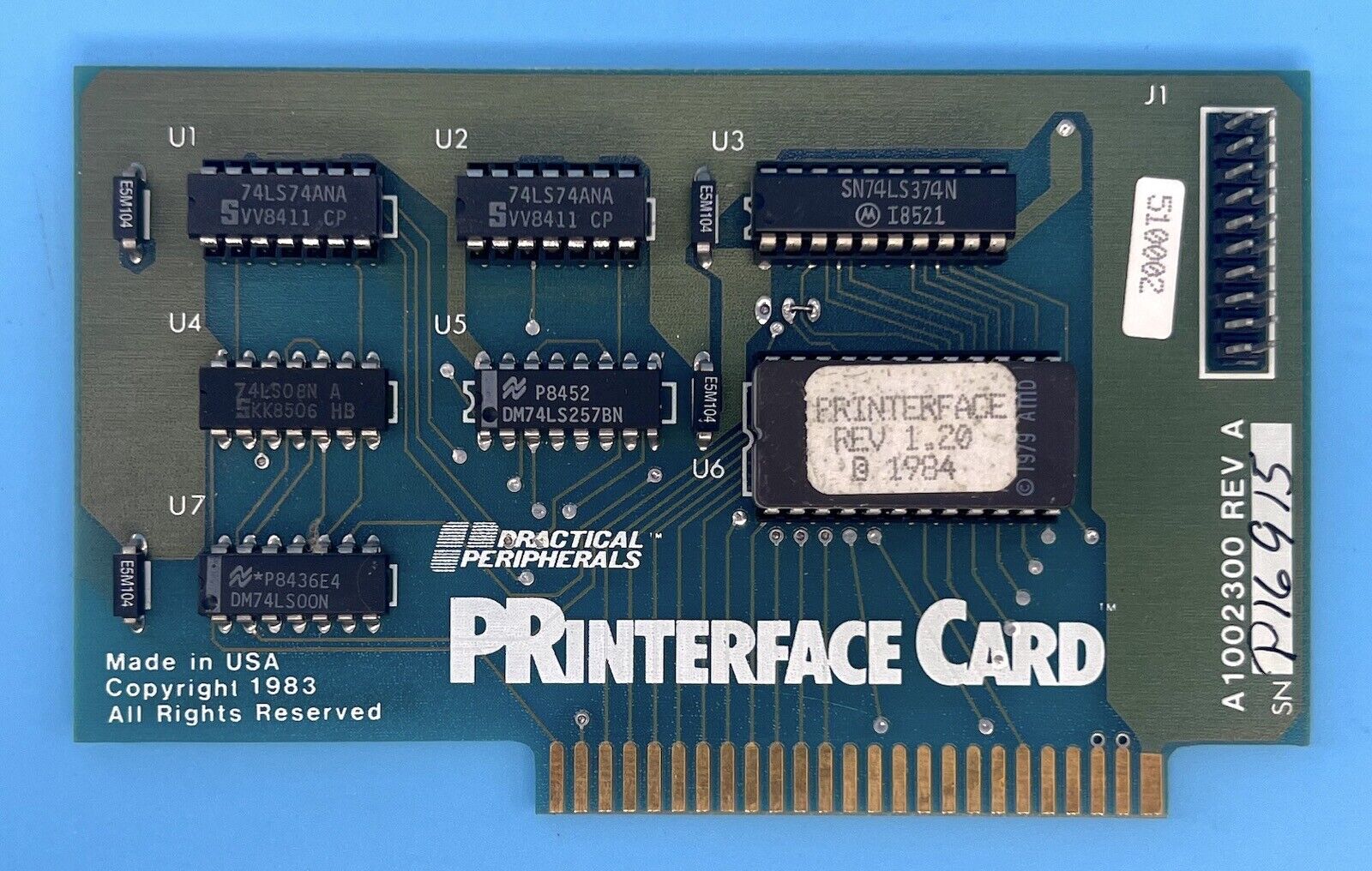 Practical Peripherals PRinterface Card Apple II 10002300 Rev A Parallel
