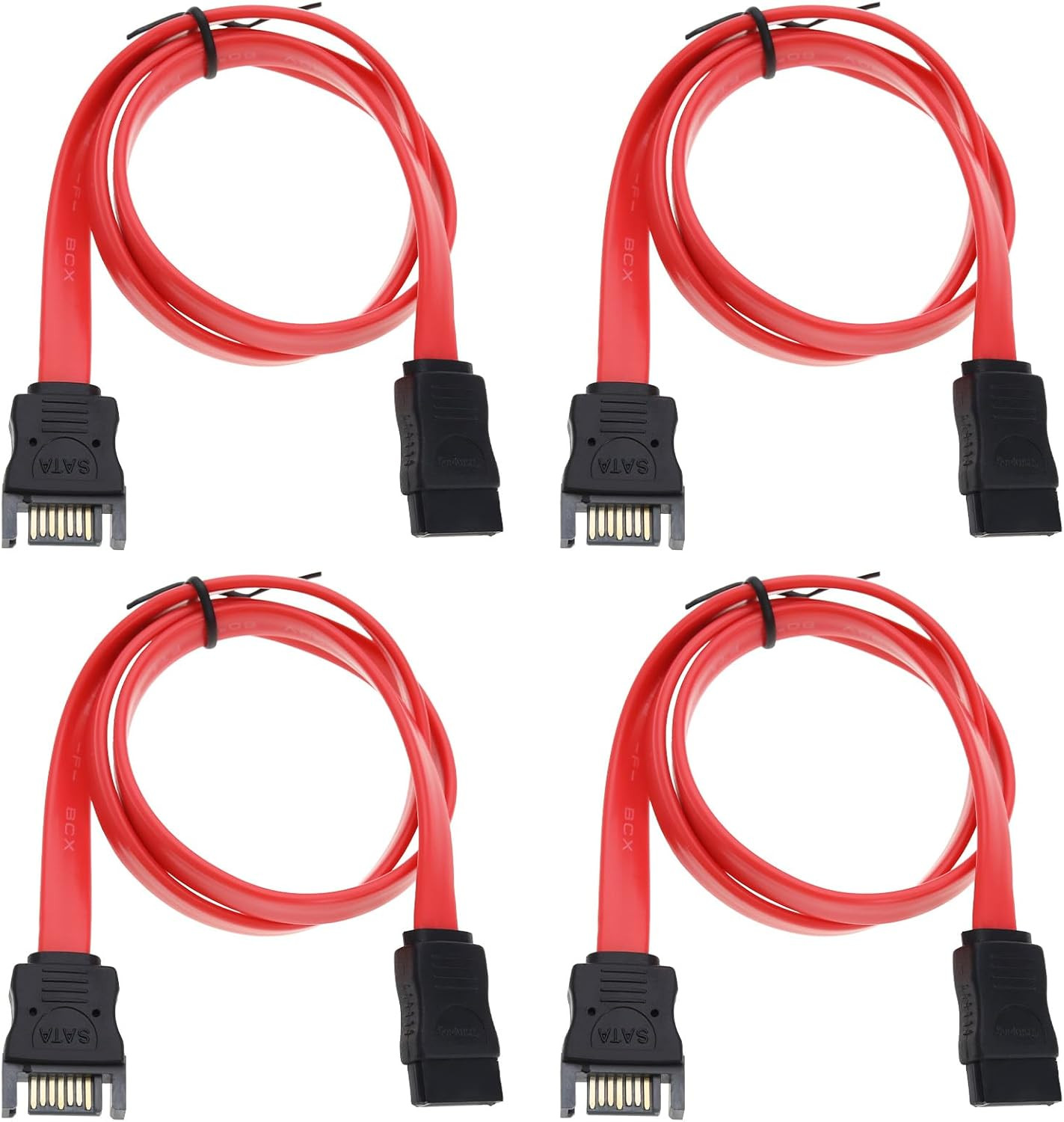 4Pcs 50Cm SATA Extension Cable - 7-Pin Internal Male to Female Extension Cable f