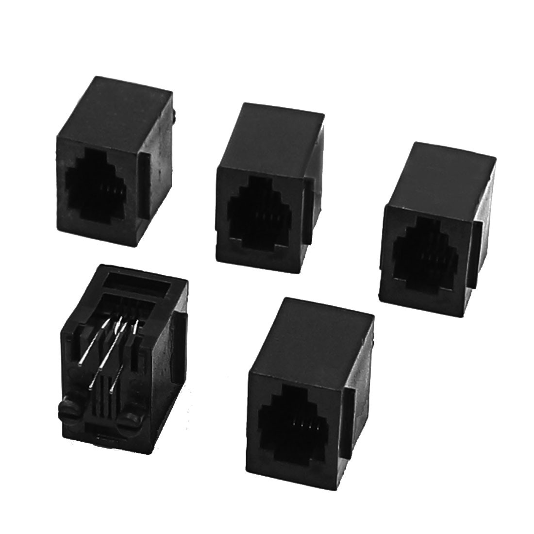 5Pcs Vertical RJ9 RJ10 RJ22 4P4C PCB Jacks Female Connectors for Phone Handset