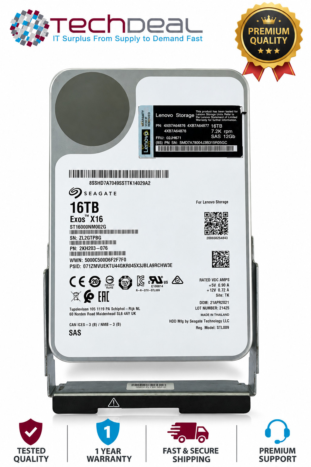 Seagate Exos X16 16TB SAS 12Gb/s 7.2K 3.5" HDD ST16000NM002G 02JH671