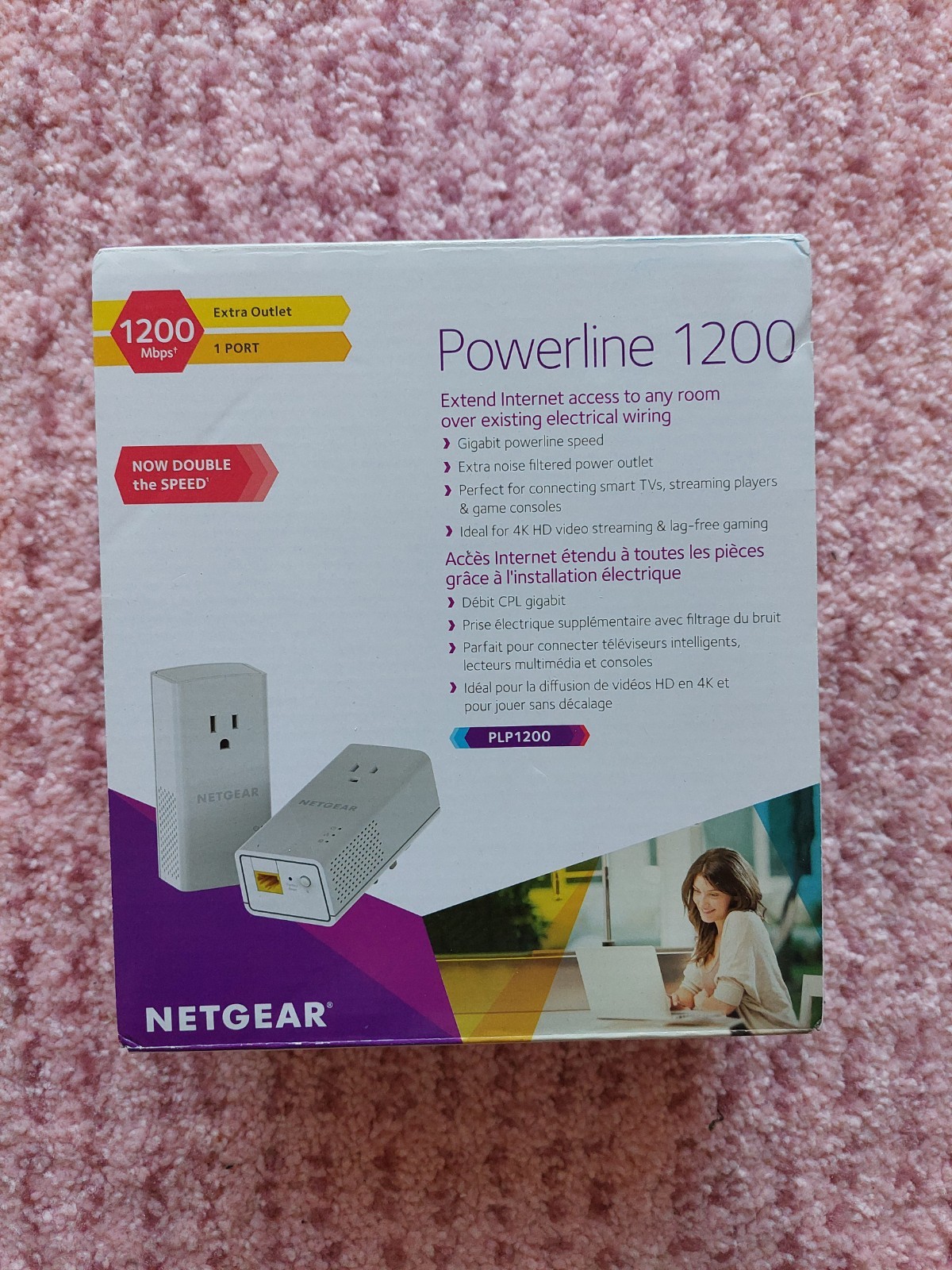 Netgear PowerPoint 1200 + Extra Outlet Network Extender Ethernet Wired PLP1200
