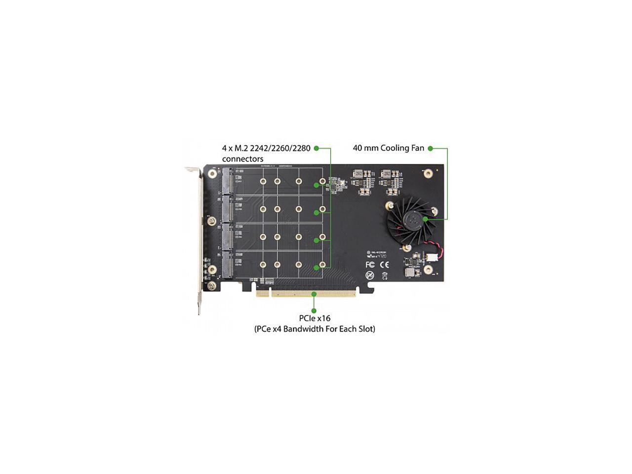 SI-PEX40161 PCI-Express 3.0 x16 PCI-Express Quad M.2 PCIe 3.0 x4 PCIe x16 SYBA