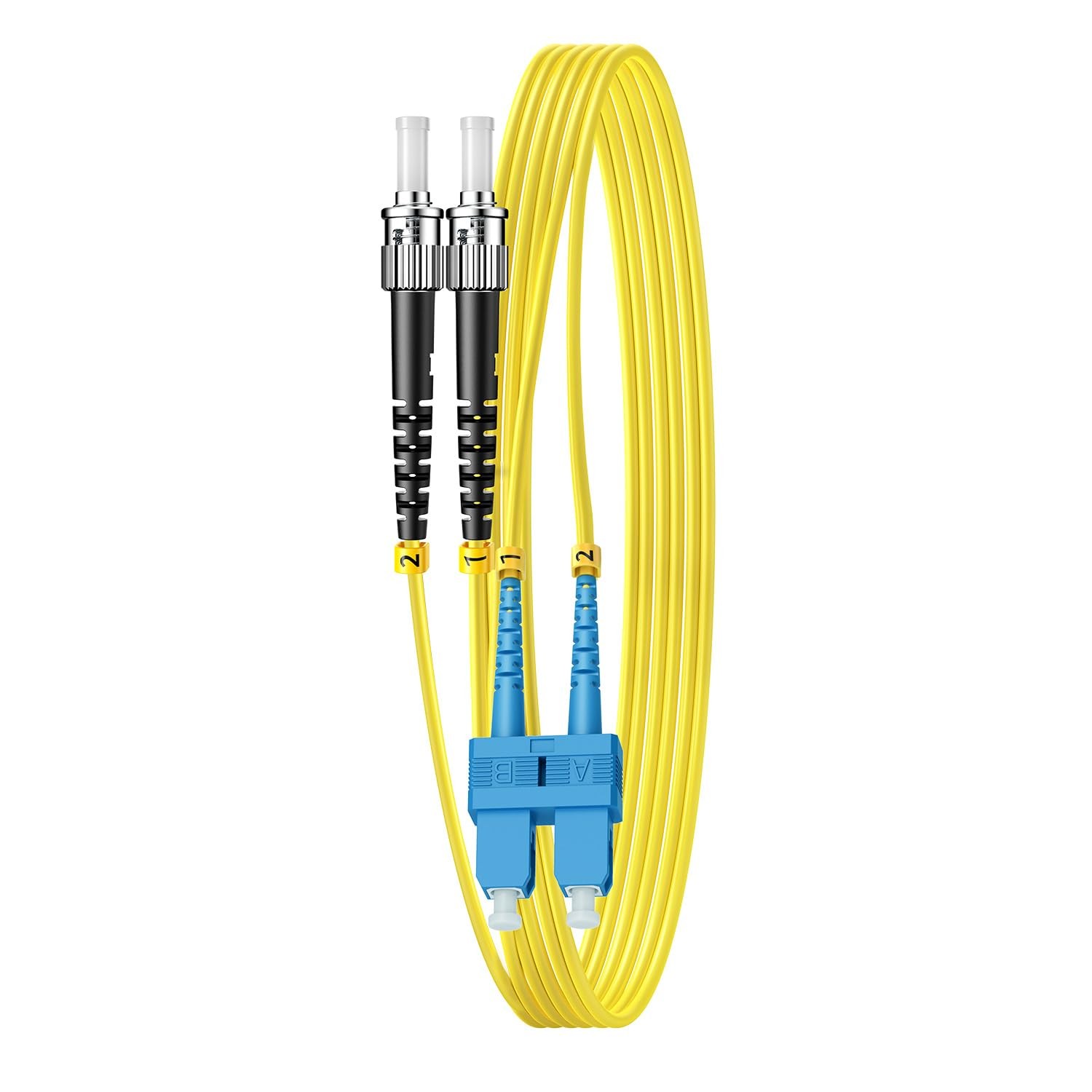 FiberPrime-Single Mode OS2 SC to ST Fiber Patch Cable, 2M/6ft, Yellow