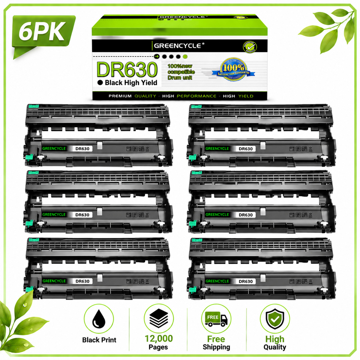 NEW 6PK Black DR630 Drum Unit for Brother MFC-L2680W MFC-L2685DW MFC-L2700DW