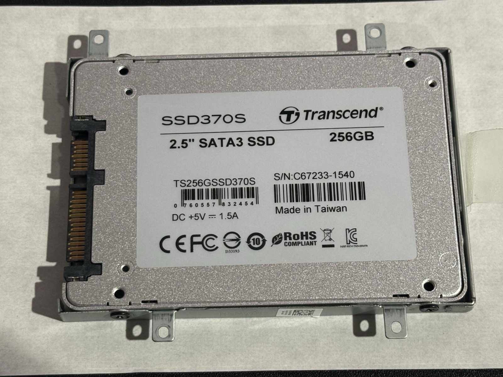 Transcend SSD370S 256GB 2.5" SATA III 6Gbps SSD TS256GSSD370S WIPED