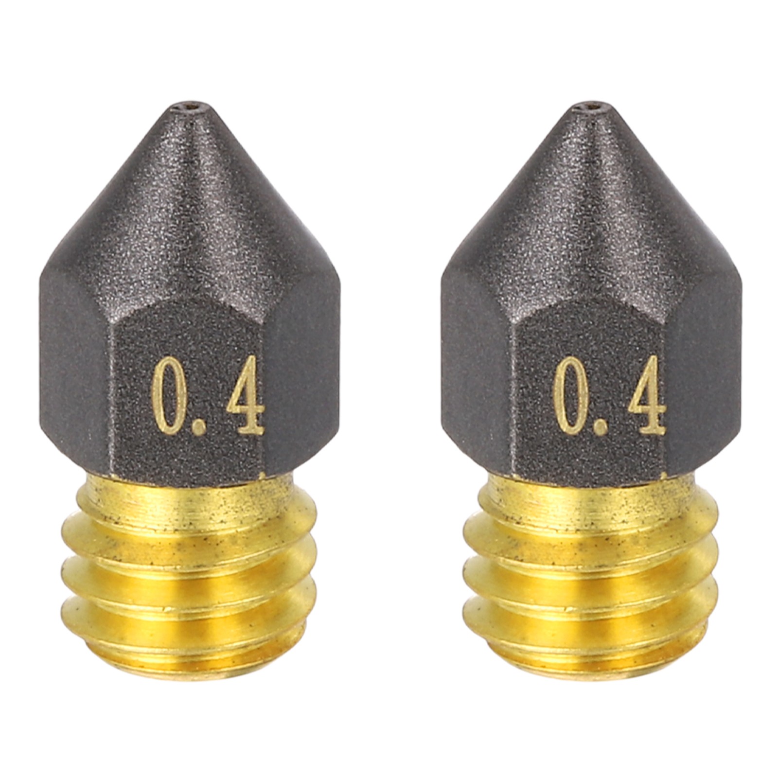 2 Pcs 0.4mm MK8 Brass PTFE Nozzles, M6 Thread 3D Printer Nozzle Accessories