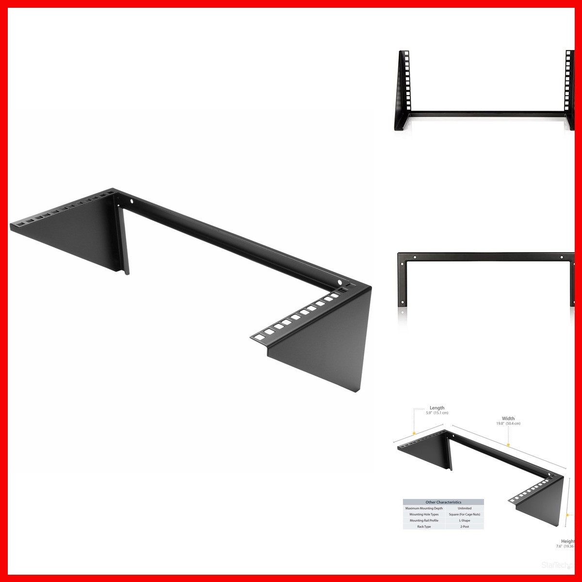 StarTech RK419WALLV 4U Vertical Wall-Mount Rack Bracket 19in 125lb TAA