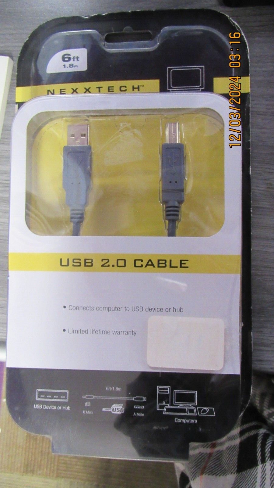 New W/Tags NEXXTECH USB 2.0 Cable,6 Feet