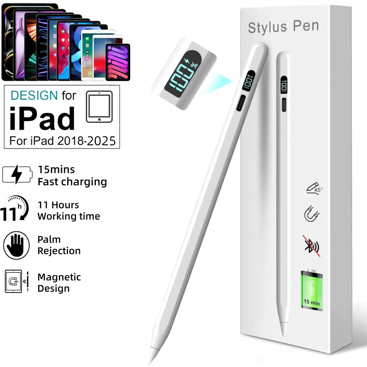 Stylus Pen for Apple Pencil iPad A16 11th/10th Air M4 Mini 6/5 Pro 11'' 12.9''