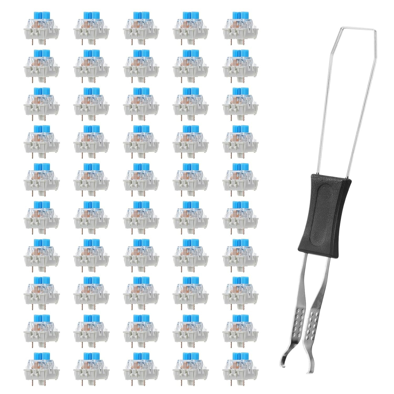 50 PCS Keyboard Switch Blue Mechanical Keyboard Switches 3 Pin Pre-Lubricated