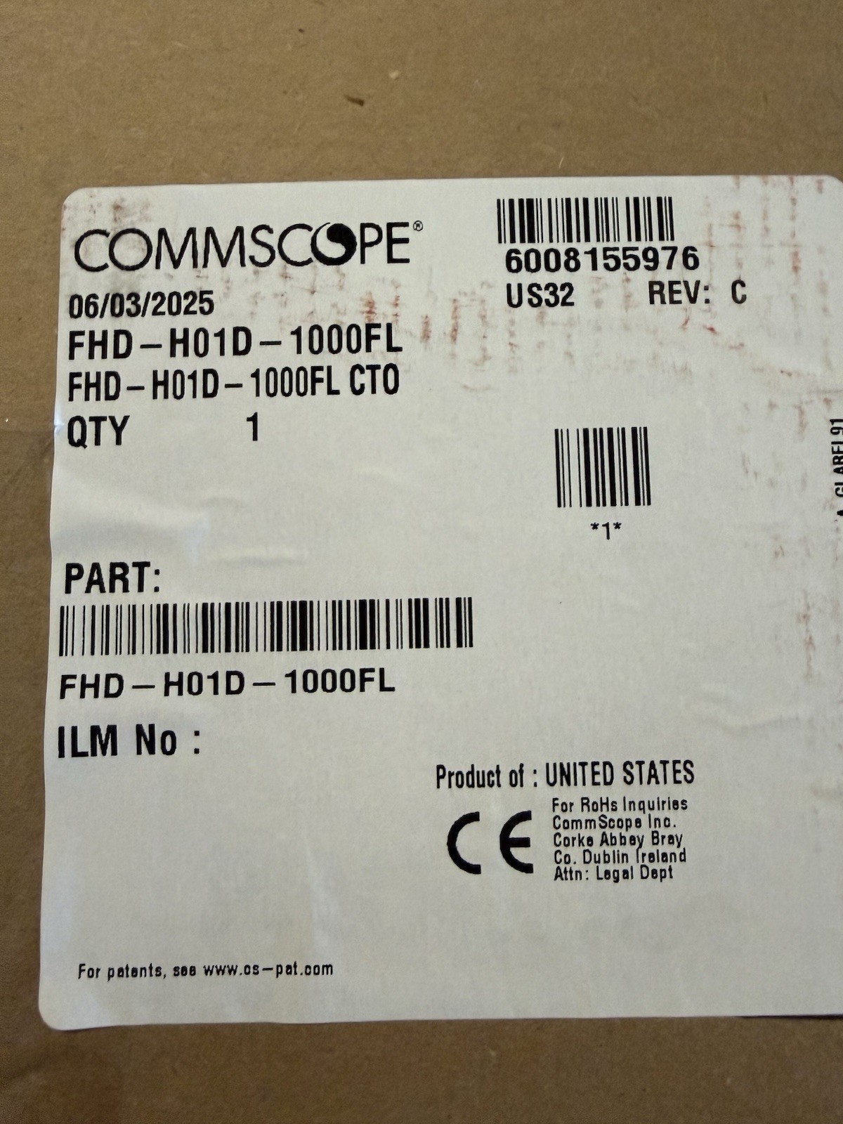 CommScope FHD-H01D-1000FL Fiber Panel Module New Sealed USA