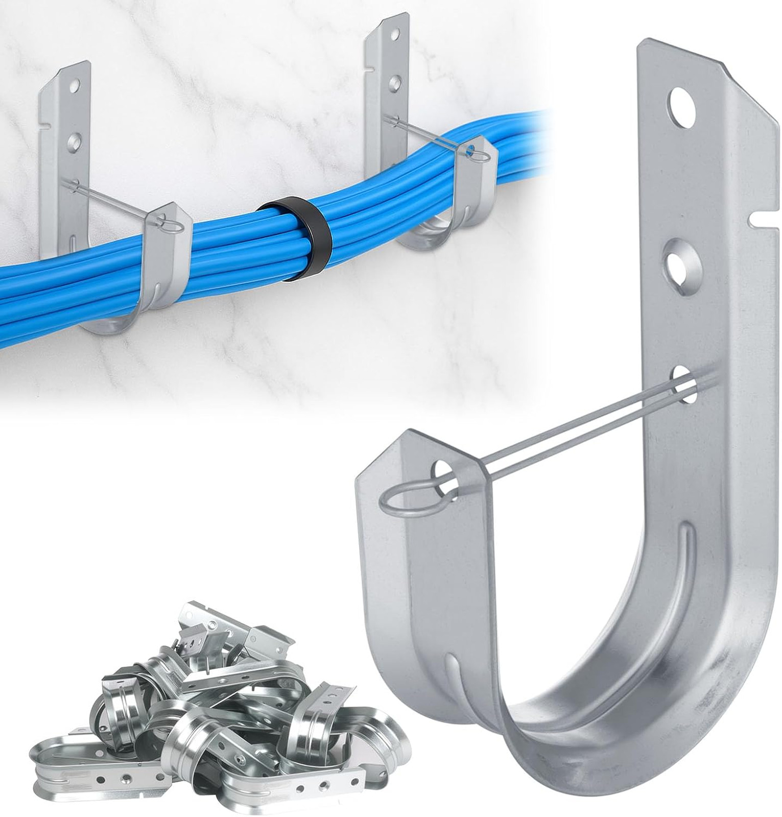 2" 50 PCS Galvanized Steel J-Hooks