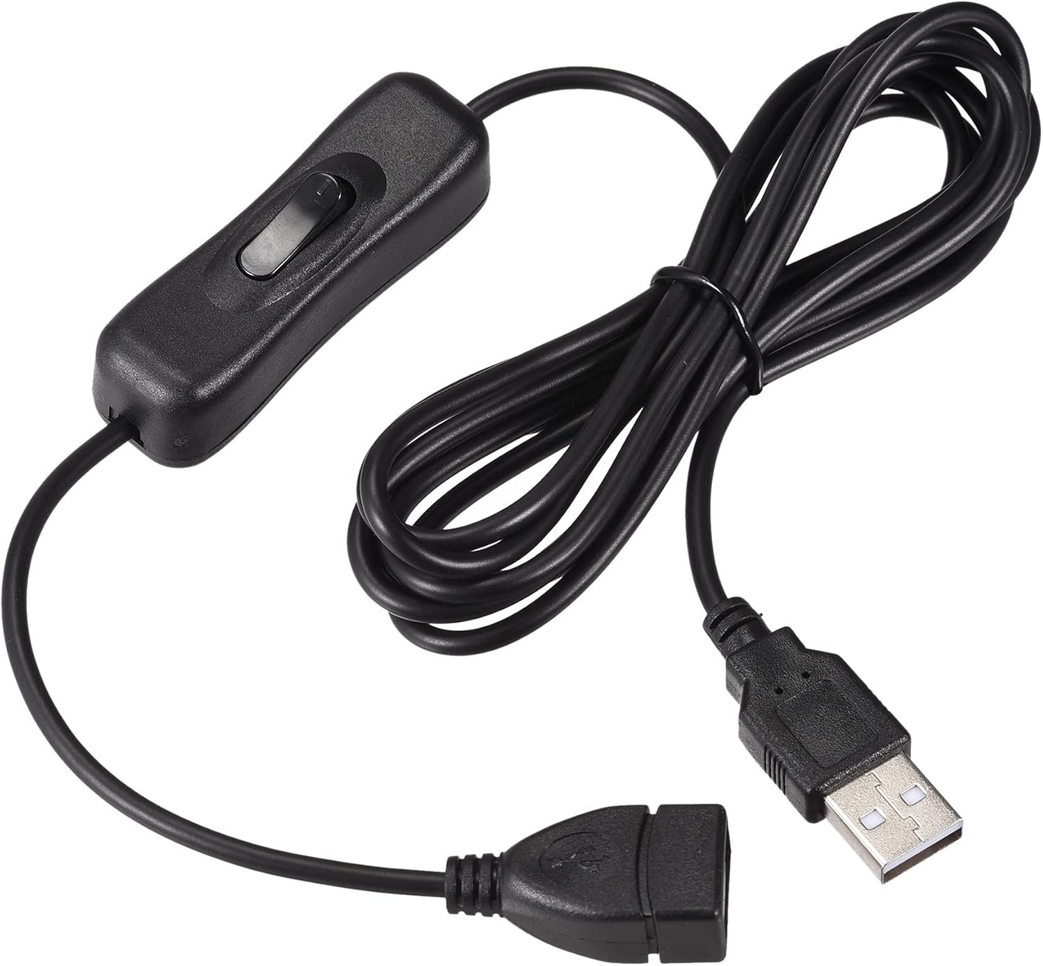 MECCANIXITY USB Cable with ON/Off Switch, Male to Female Extension Black 