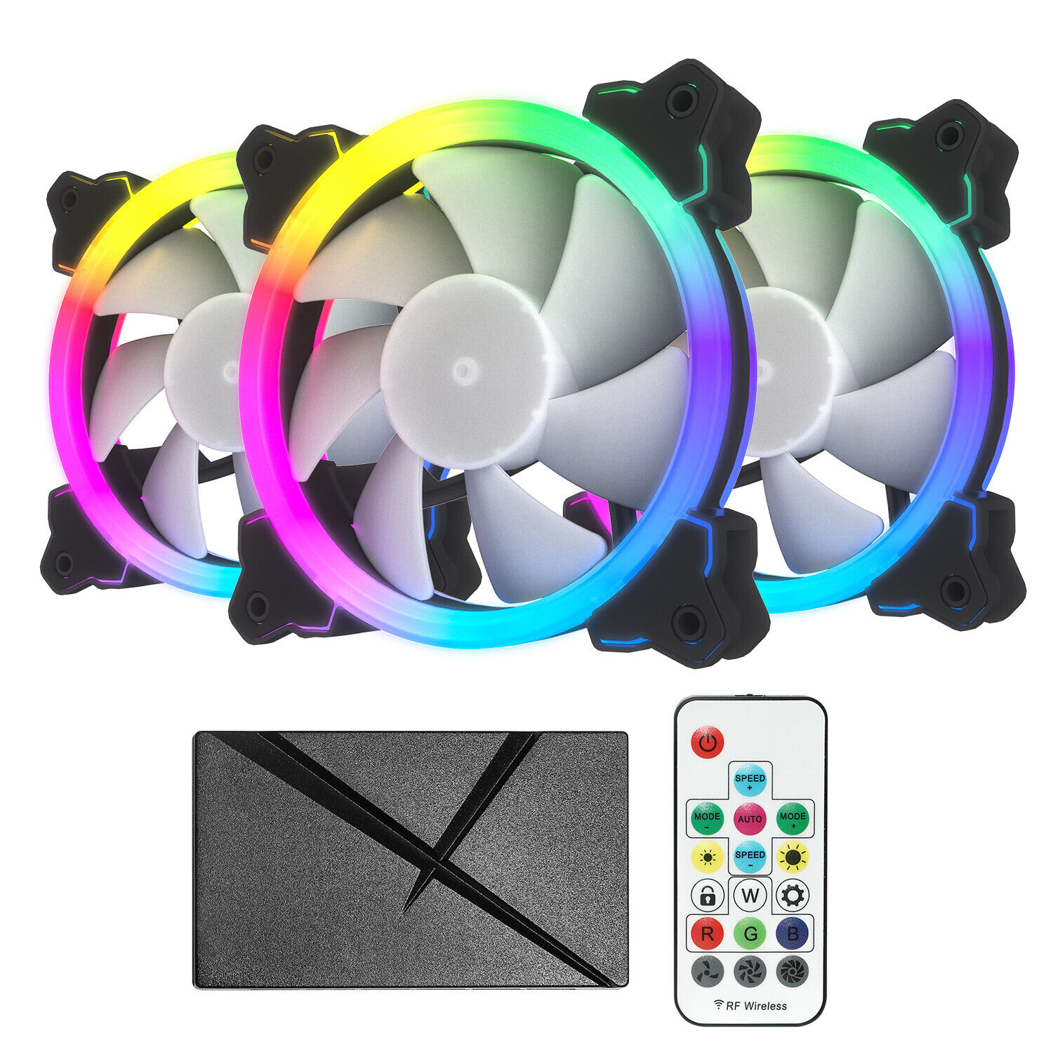 3-Pack Vetroo 120mm RGB Light Case Fans LED 12V 4Pin Cooling Fan for Gaming Case
