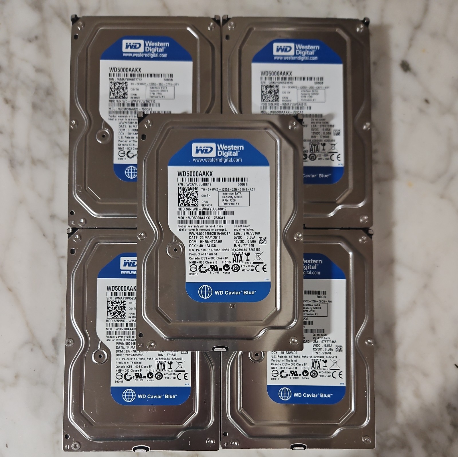 5 | Western Digital | WD Caviar Blue | 500GB | SATA III | Health Status: Good |