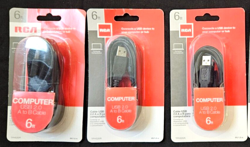 RCA 6-Feet USB A/B Cable 3 Pack