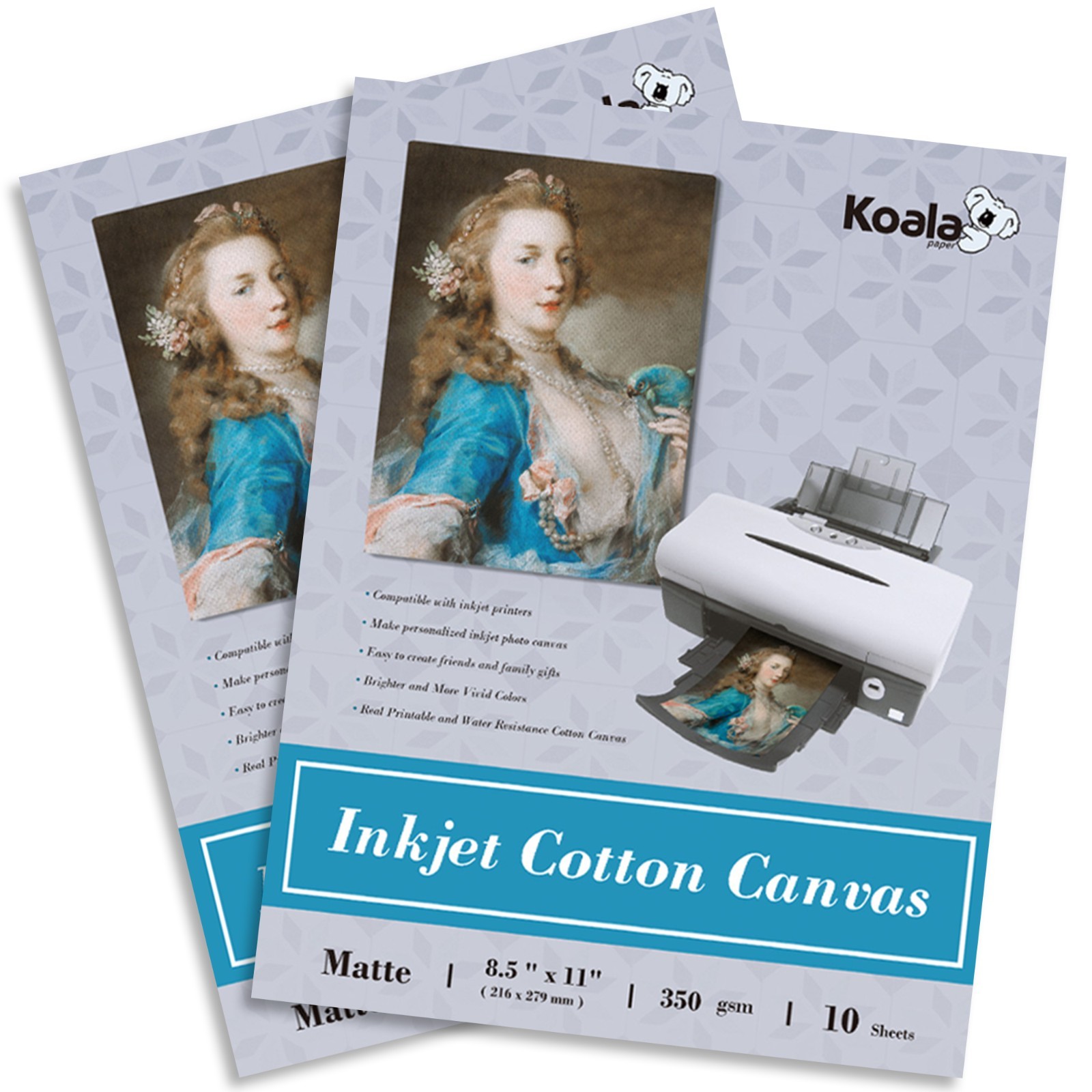 Koala Inkjet Printable Canvas Photo Paper 8.5x11 Matte 350g Waterproof 20 Sheets