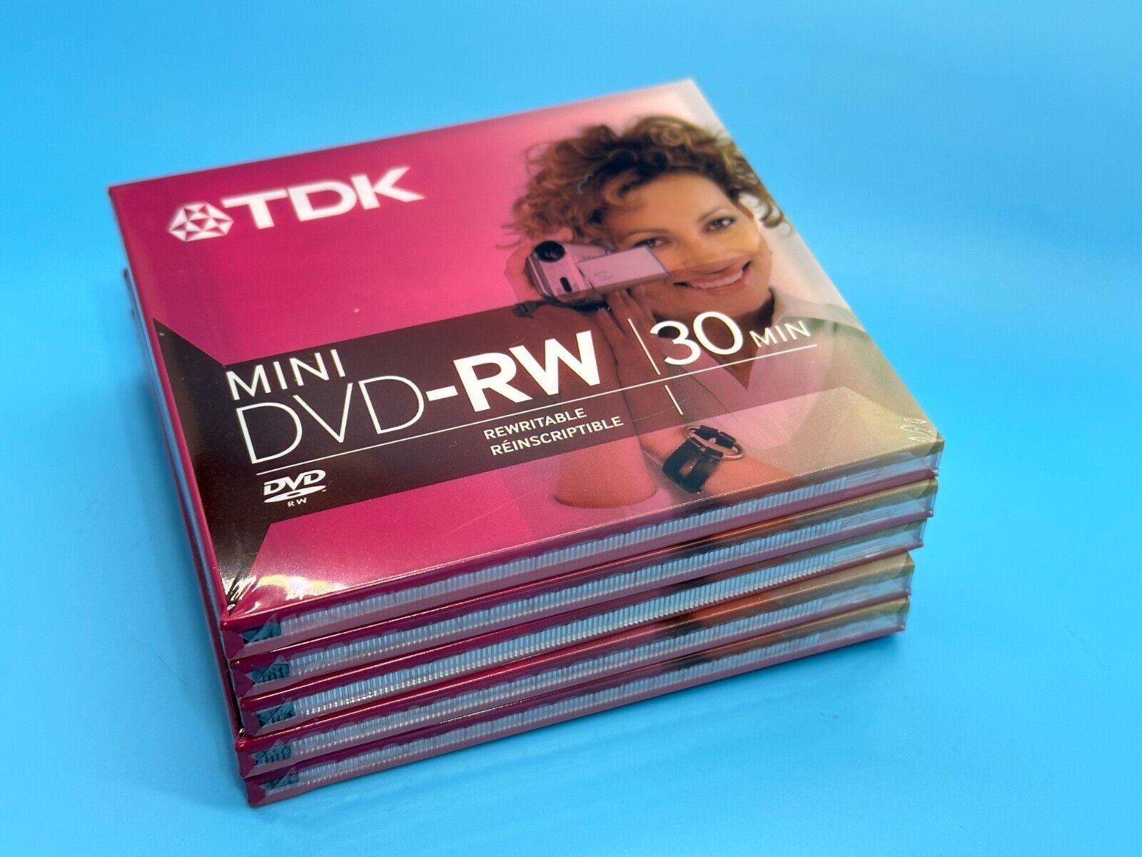5 Pack TDK Mini DVD-RW 30min 1.4GB Rewritable Discs Camcorder New Sealed