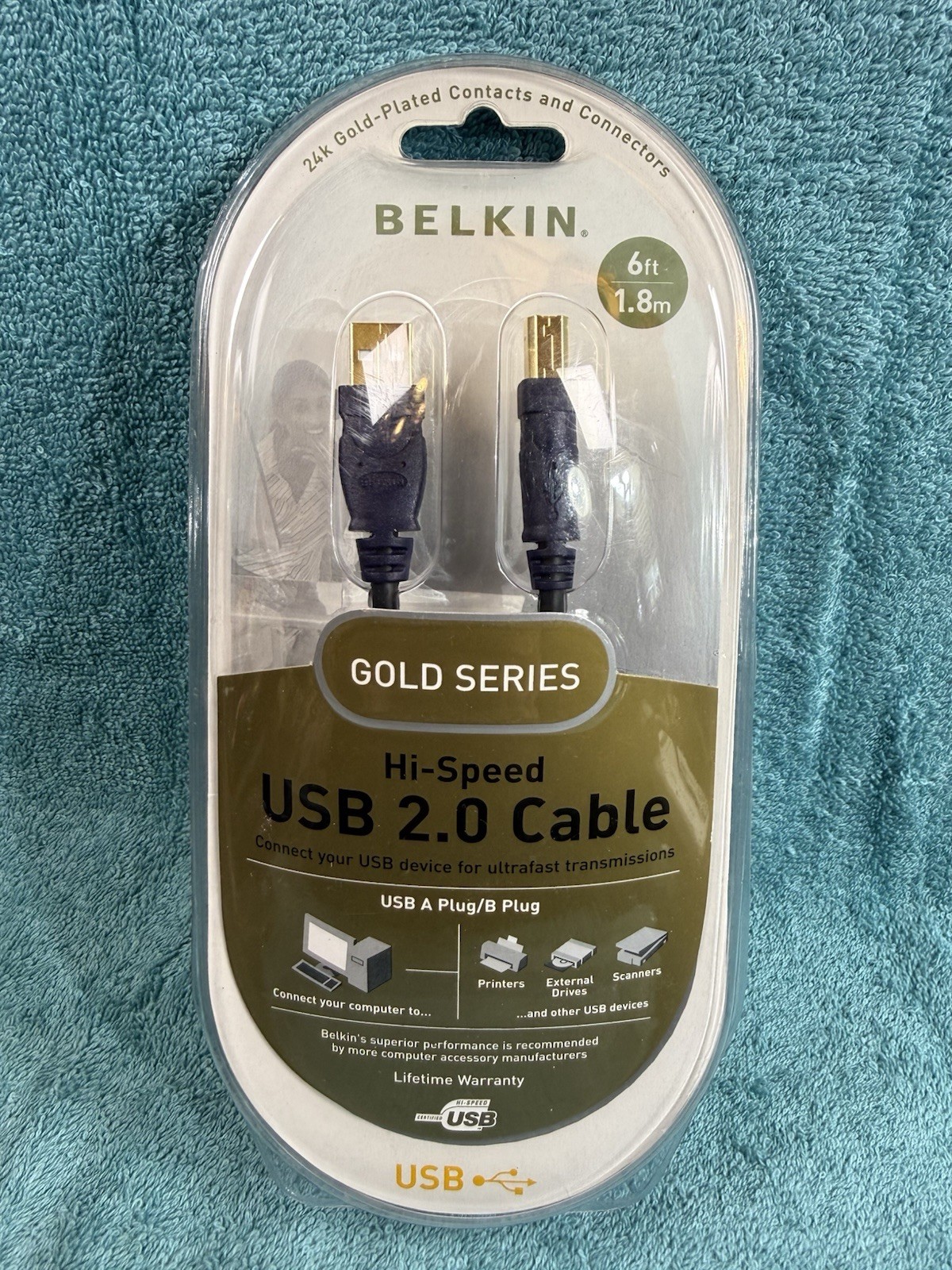 BELKIN Hi-Speed USB 2.0 Cable Gold Series 6 FT Brand New 24k Gold plated connect