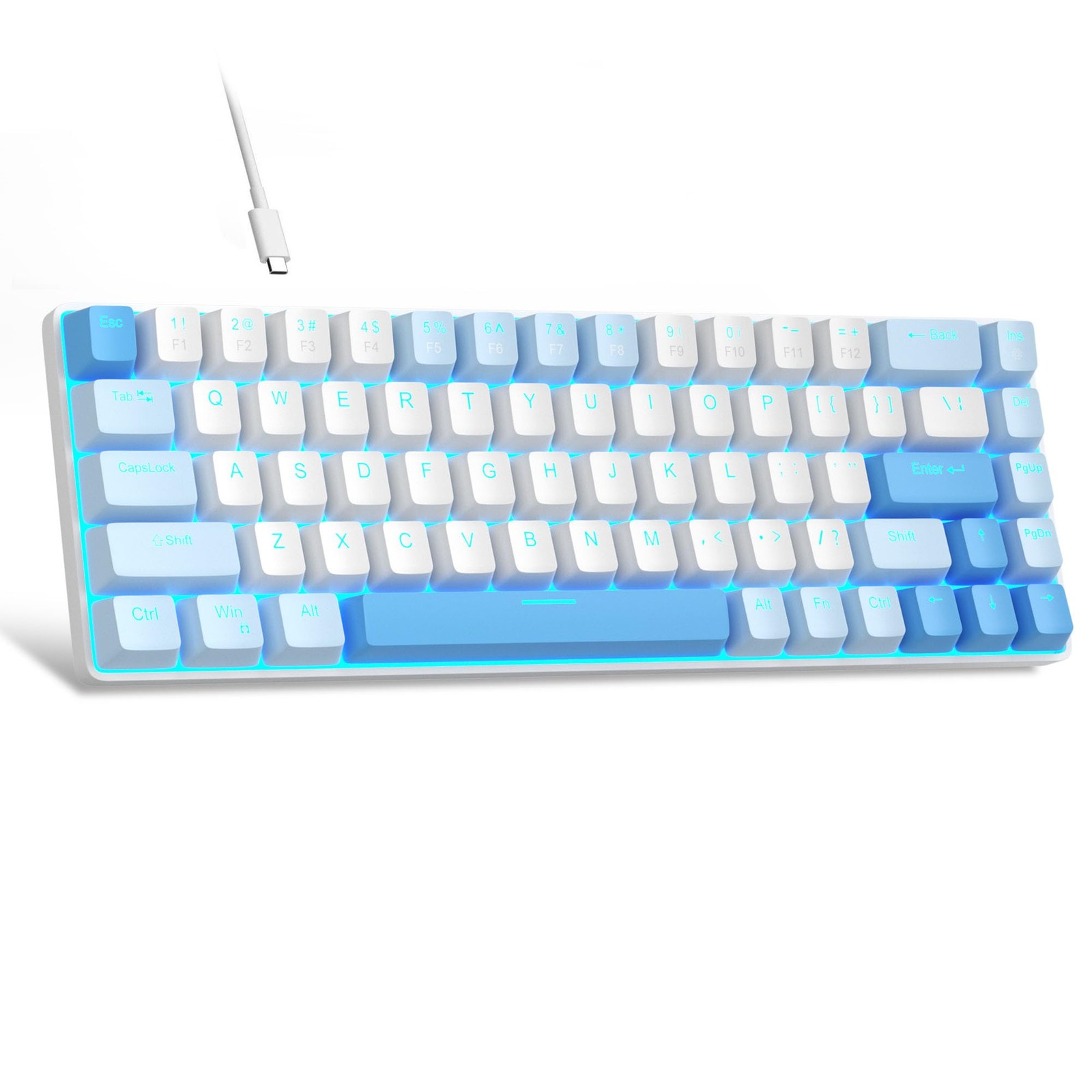 MKBox 60% Mechanical Gaming Keyboard LED 68 Keys Wired Red Switch Sky Blue
