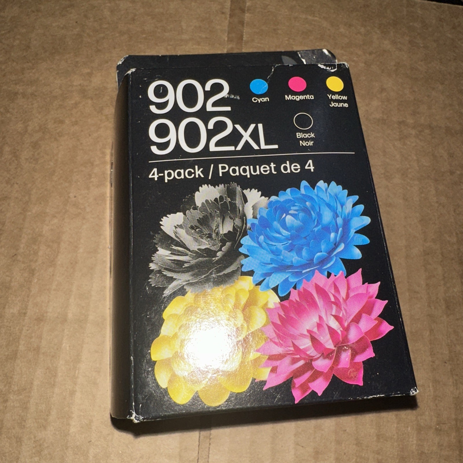 HP 902XL 902 Black Color 4 Pack Ink Cartridge XL New In Box Exp OCT/2027