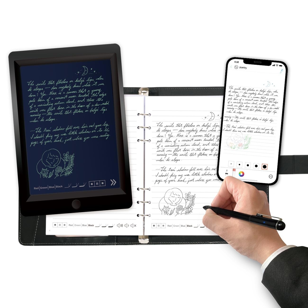 Ophayapen Smart Sync Pen for Note Taking with Notebook and Writing Board,Real...